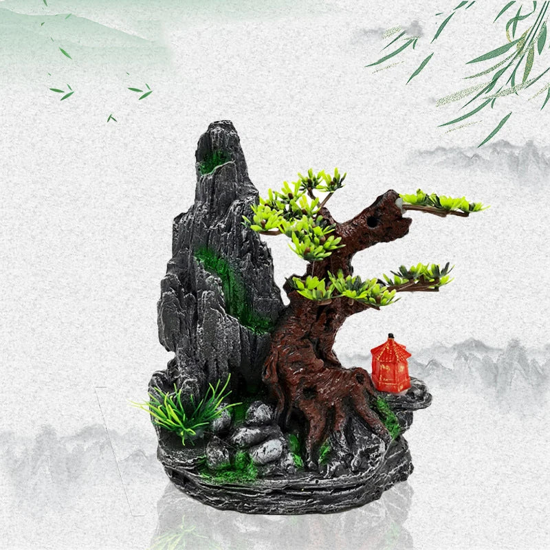 Resin Aquarium Rockery Mountain Decoration Artificial View Rock Cave Stone Tree Fish Tank Ornament Aquarium Decor Home New