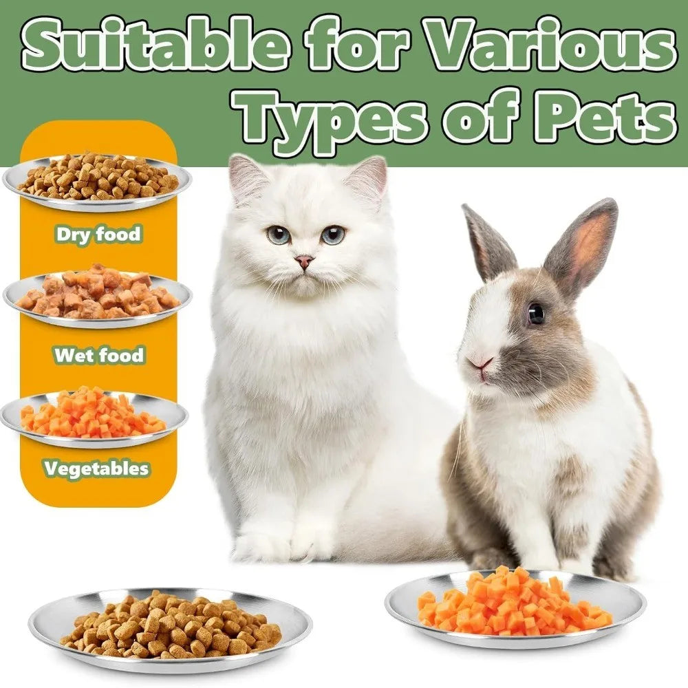 4pcs Whisker-Friendly Stainless Steel Cat Bowls Set - 6.7" Wide Metal Food Bowls with Non-Slip Base, 13oz Capacity, Durable & Easy-Clean Design for Indoor/Outdoor Use, Without Battery