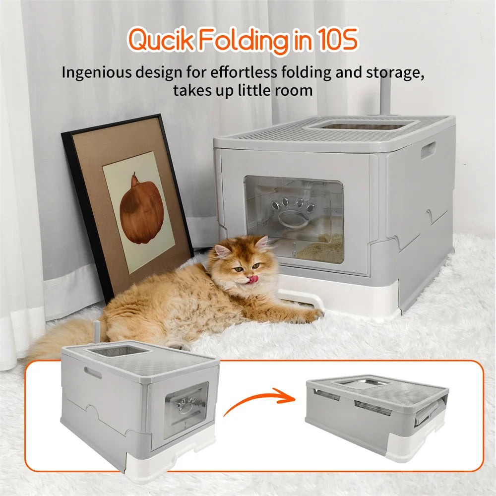 Large Cat Litter Box Kitty Sandbox Cat Litter Box Enclosed Splashproof Cat Tray Toilet Cleaning Basin Supplies Pet Toilet Tray