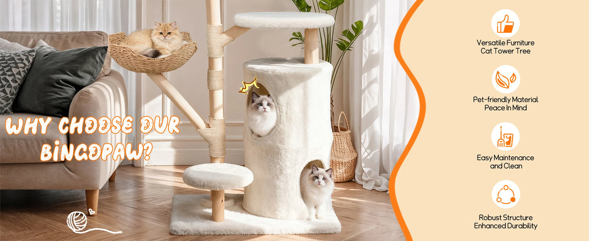 Large Cat Tree Tower Pet Cat Activity Center Scratching Post Cat Condo House Solid Wooden Cat Furniture