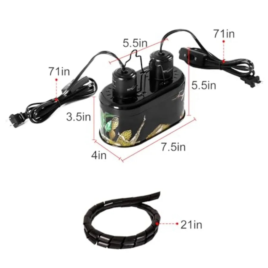 REPTI ZOO Nano Dual Dome Reptile Light Fixture and 25W Reptile Heat Lamp Combo Pack, Mini Daylight Basking Spot Heat Lamp and N