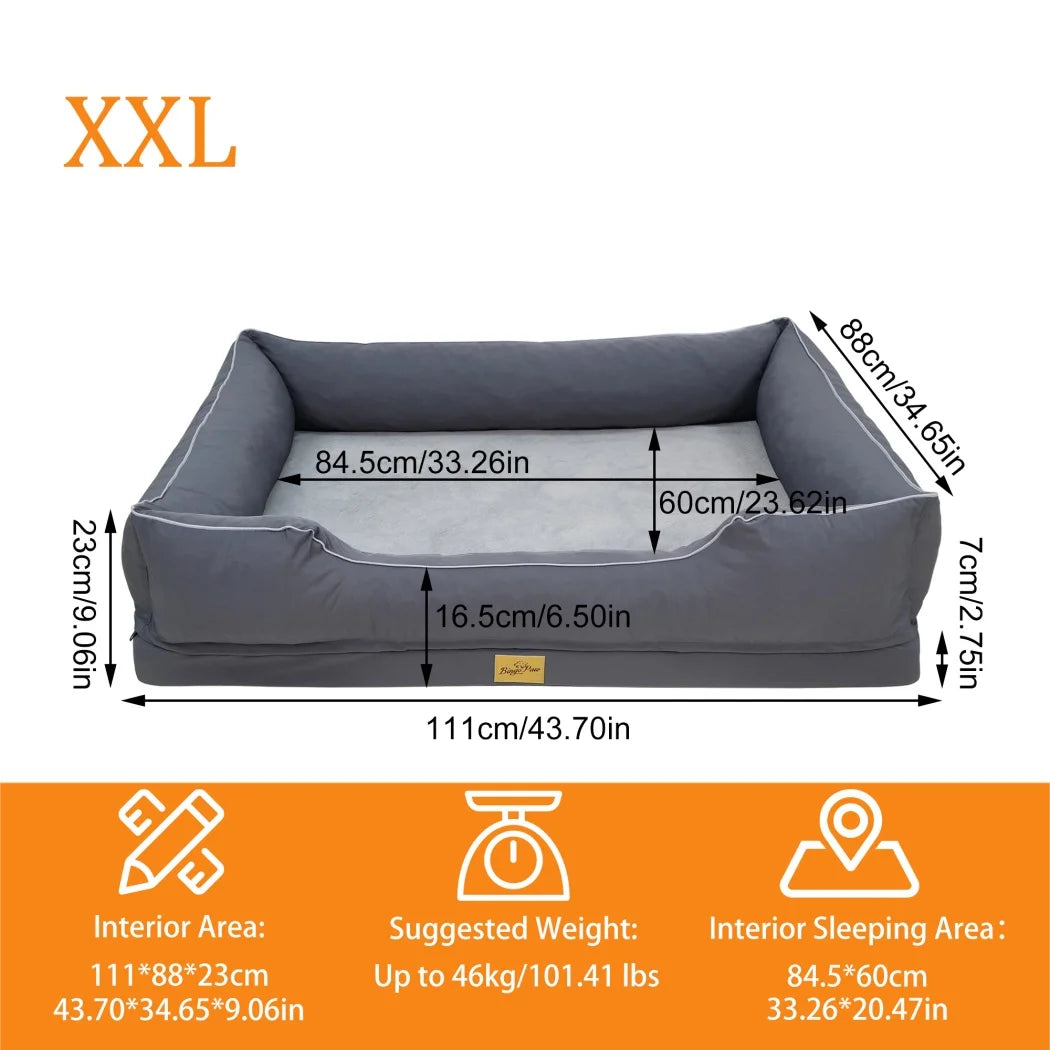 Extra Large Orthopedic Dog Bed Soft Calming Pet Sofa Couch Enhanced Bolster Deep Snuggle Bed