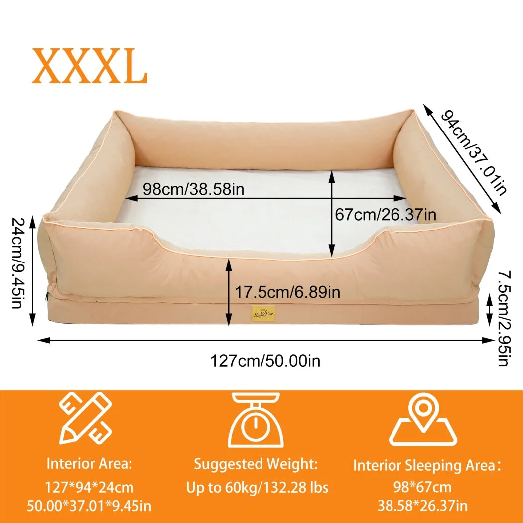 Extra Large Orthopedic Dog Bed Soft Calming Pet Sofa Couch Enhanced Bolster Deep Snuggle Bed