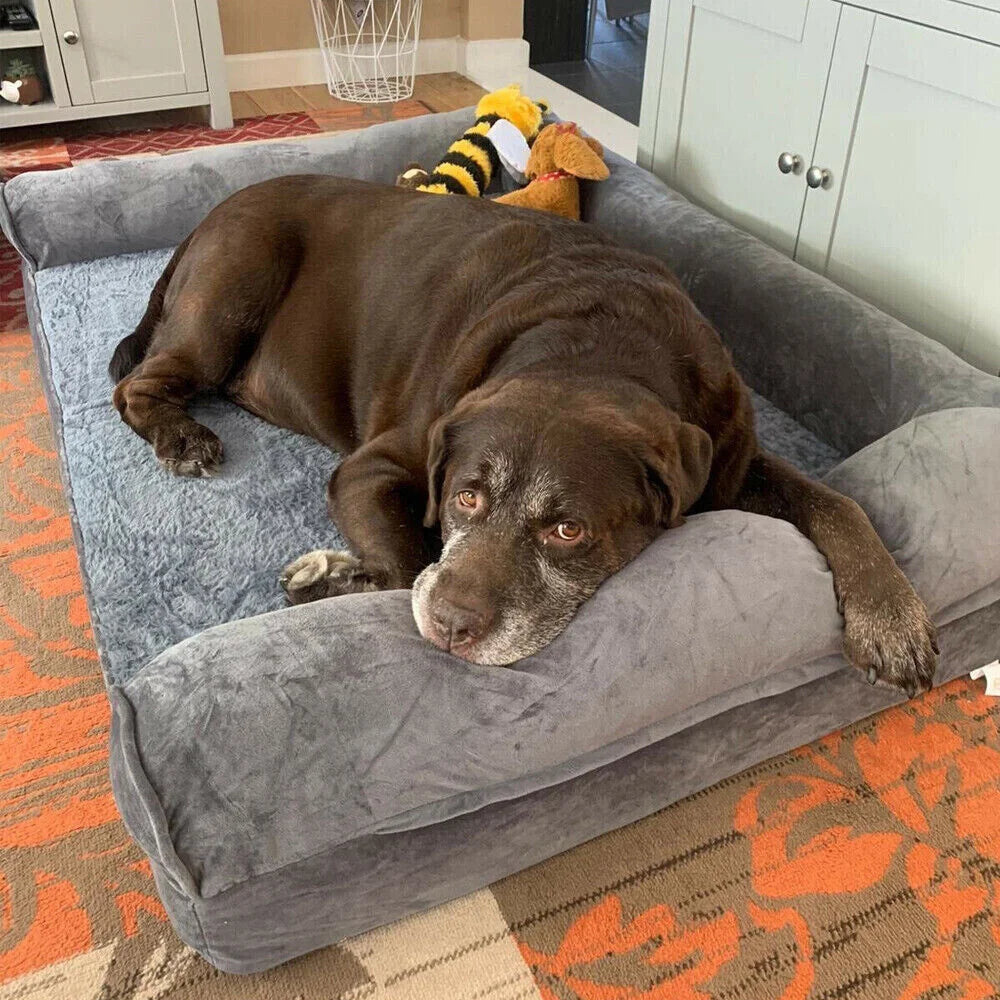 XXL XL Large Calming Dog Bed Orthopedic Memory Foam Sofa Couch Waterproof Removable Cover Plush Mat for Small Medium Large Dogs