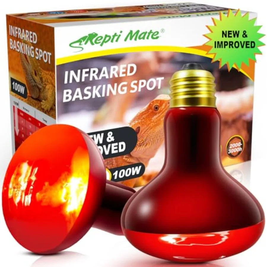 2 Pack Infrared Heat Lamp Bulbs, Reptile Heat Emitter Basking Spot Light, Red Heat Lamp for Chickens Coop Reptile Pets Brooder