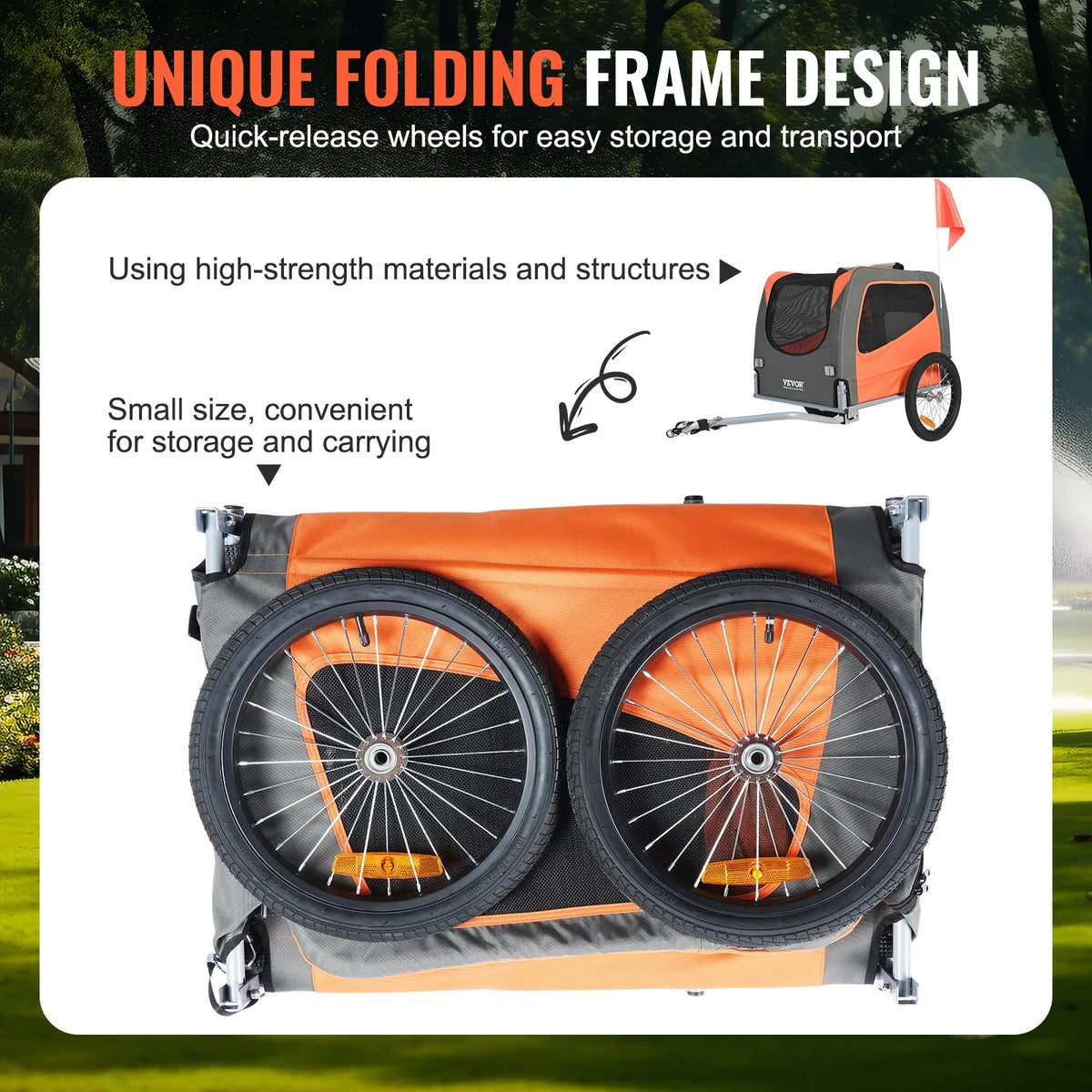 SucceBuy 66 lbs Pet Cart Bicycle Carrier Dog Bike Trailer with Folding Frame,Wheels Coupler Reflectors Flag for Dogs Accessories