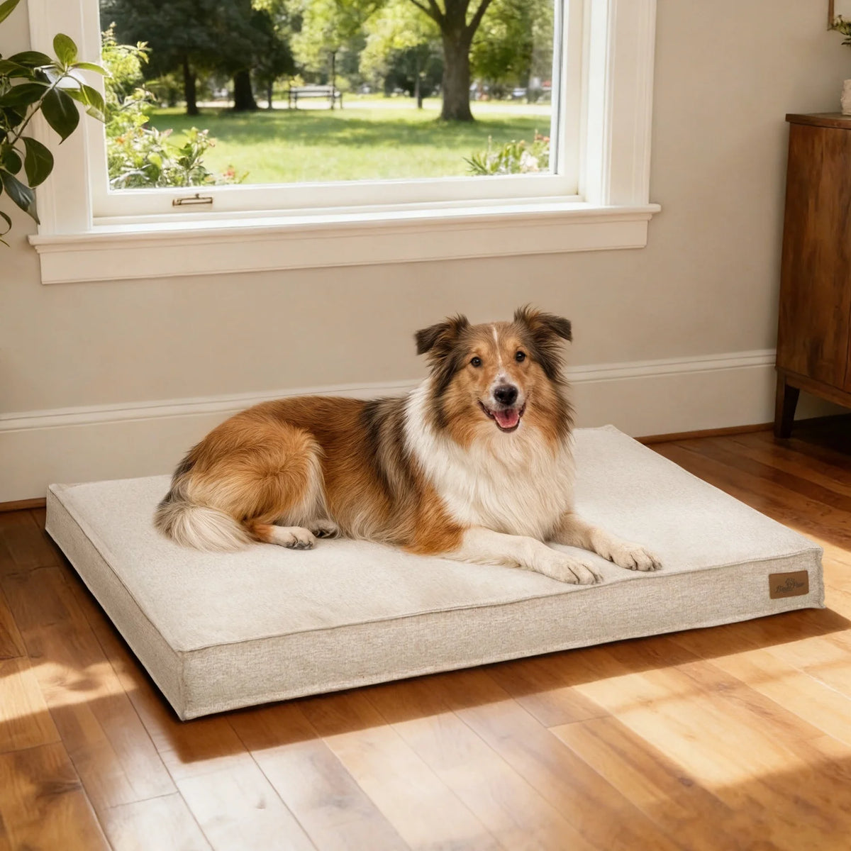 M/L/XL/2XL Dog Beds Cozy Cushion for Medium Large Dogs Rectangular Pet Bed Sleep Mat with Linen Cover Foam Base Waterproof Lining