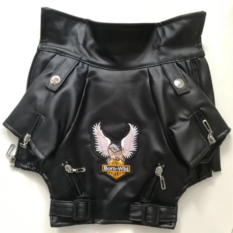 Glorious Eagle Pattern Dog Coat PU Leather Jacket Soft Waterproof Outdoor Puppy Outerwear Fashion Clothes For Small Pet