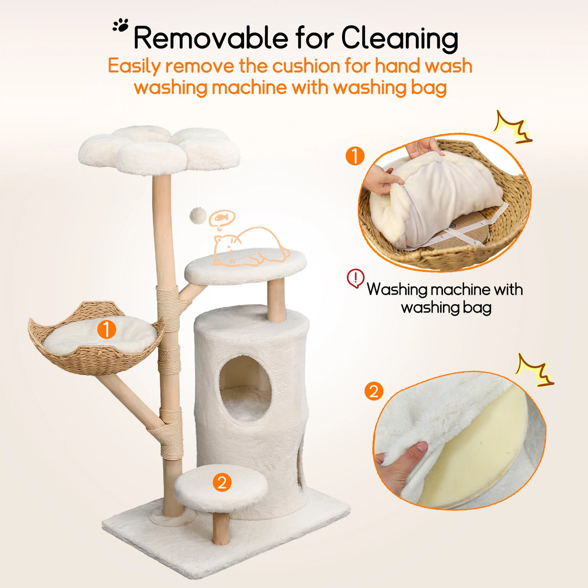 Large Cat Tree Tower Pet Cat Activity Center Scratching Post Cat Condo House Solid Wooden Cat Furniture