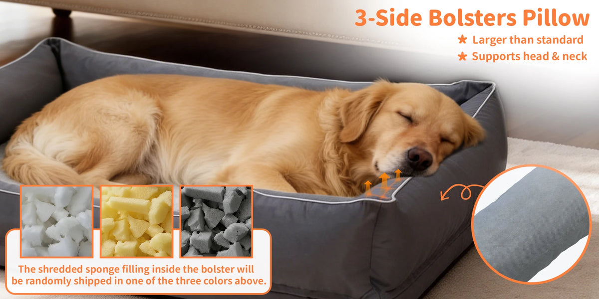 Extra Large Orthopedic Dog Bed Soft Calming Pet Sofa Couch Enhanced Bolster Deep Snuggle Bed