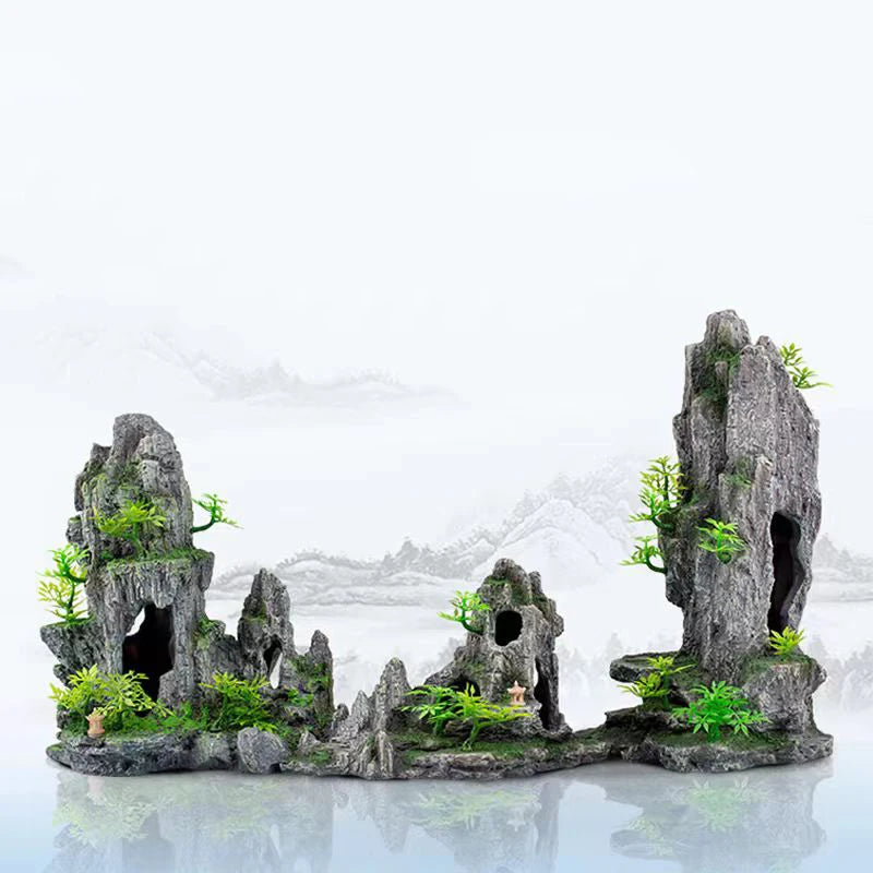 Resin Aquarium Rockery Mountain Decoration Artificial View Rock Cave Stone Tree Fish Tank Ornament Aquarium Decor Home New