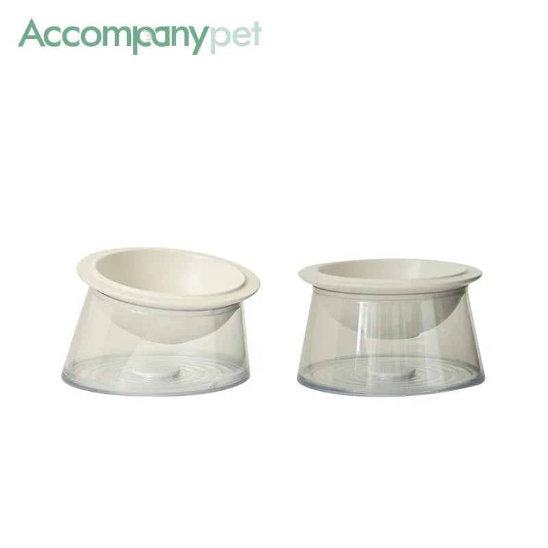 White Happy Planet Pet Bowl Tilted Raised Cat Bowl Non‑Slip Anti‑Tip Pet Feeding Dish Neck Guard Removable Bowl for Cats Small Dogs