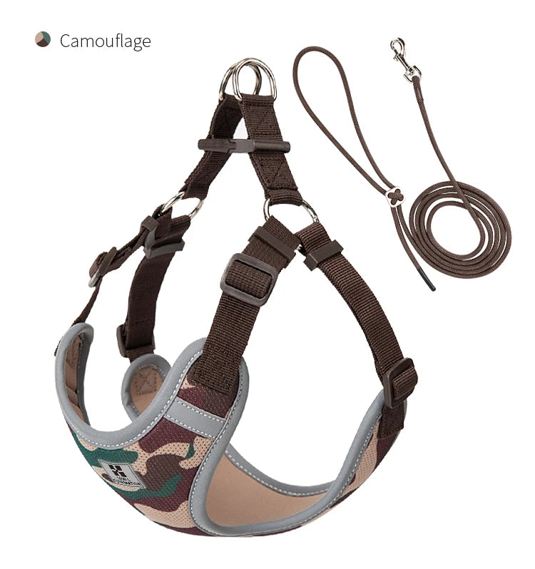 Cat Dog Harness Leash Set for Small Medium Dog Adjustable Pet Harness Reflective Breathable Outdoor Walking Pet Accessories
