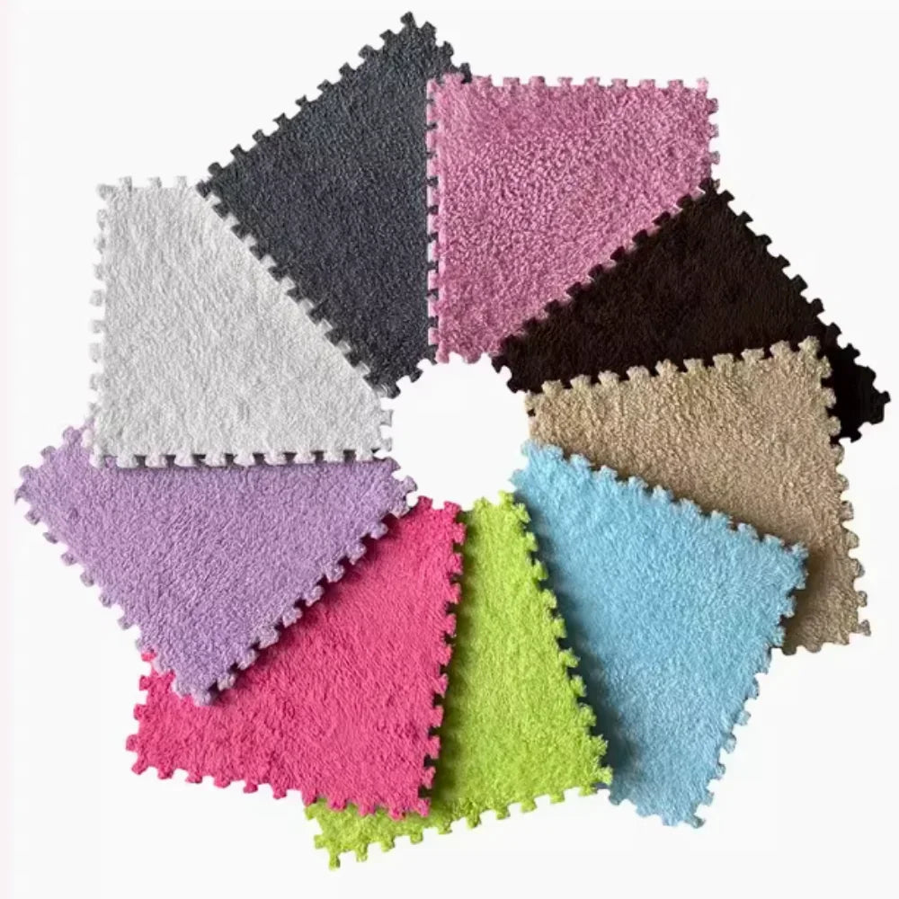Soft Plush Warm Carpet Baby Play Mat Baby Bedroom Patchwork Carpet EVA Foam Interlocking Sports Floor Tiles Baby Warm Game Mat