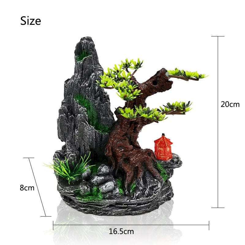 Resin Aquarium Rockery Mountain Decoration Artificial View Rock Cave Stone Tree Fish Tank Ornament Aquarium Decor Home New