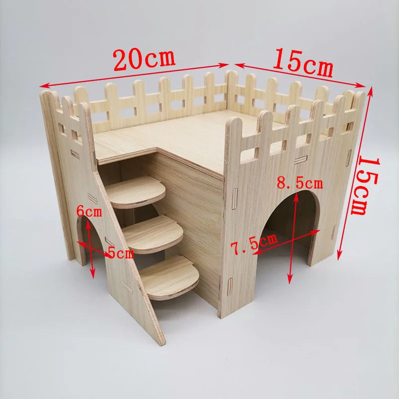 Hamster Solid Wood Shelter Hedgehog Wooden House Golden Bear Wooden Nest Dutch Pig Bedroom Rutin Chicken House Small Pet Supplie