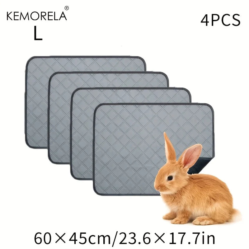 4PCS Washable Guinea Fleece Cage Liners Anti-Slip Reusable Absorbent Pee Pads for Small Animal Care