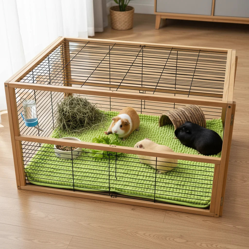 Guinea Pig Cage Liner Chenille Fleece Non Slip Washable Pet Pad Reusable -Small Pet Bedding Pad for Small Animals Pet Items