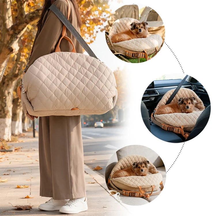 3‑in‑1 Dog Car Booster Seat for Small Dogs, Travel Carrier Car Dog Bed Pet Mat, Washable Cover Non‑Slip Bottom Multifunctional Pet Travel Accessory