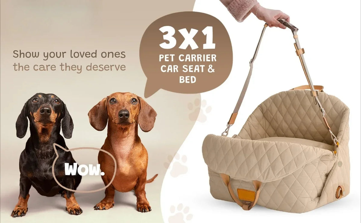 3‑in‑1 Dog Car Booster Seat for Small Dogs, Travel Carrier Car Dog Bed Pet Mat, Washable Cover Non‑Slip Bottom Multifunctional Pet Travel Accessory