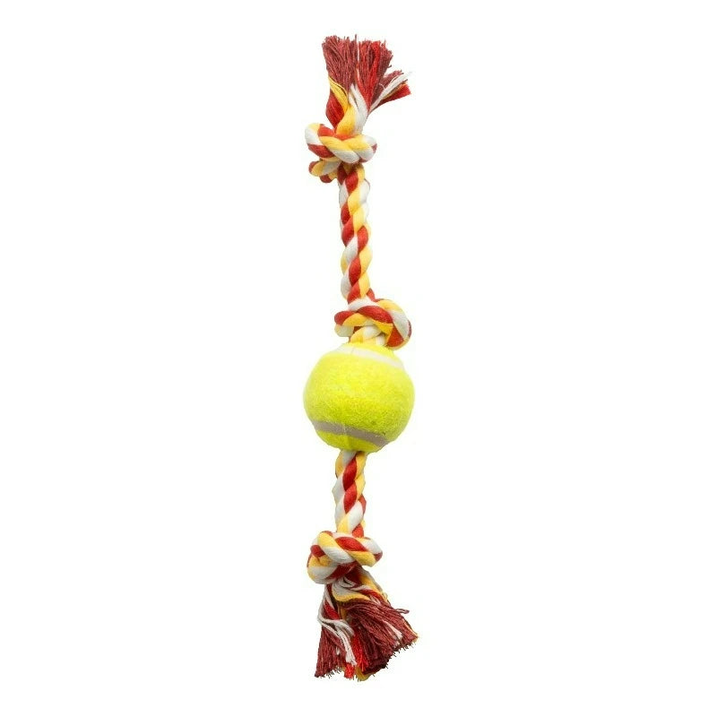 Medium 3-Knot Rope Tug Dog Toy with Tennis Ball, 20 in