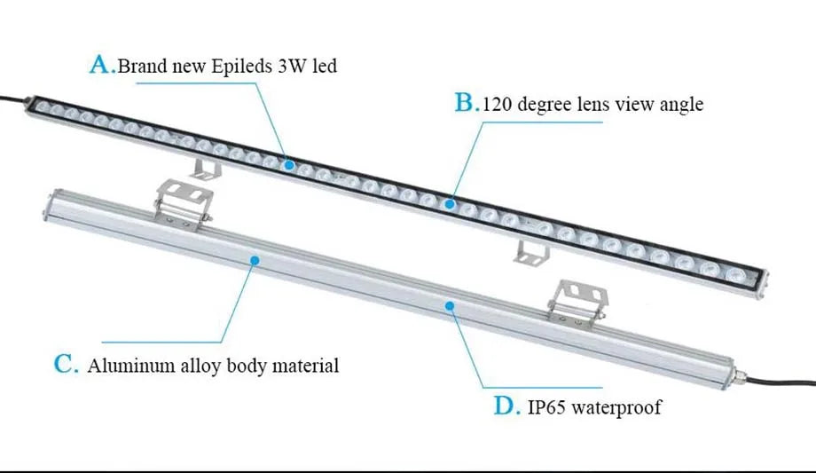 POPULARGROW Dimmable 115CM LED Aquarium Light with All 470nm Blue Spectrum LEDs 108W LED Strip Light for Coral Reef Fish Tank