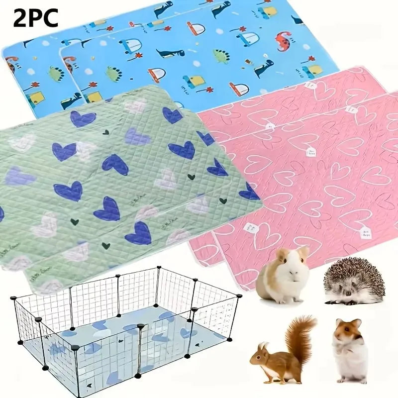 2 Large Pet Pee Pads - Reusable, Super Absorbent, Washable Pee Pads for Small Pets, Suitable for Guinea Pigs, Hamsters, Rabbits, Etc. - Easy-To-Clean Cage Liner 120X80Cm