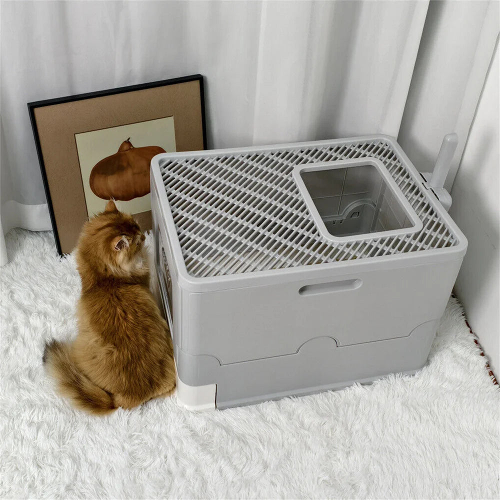 Large Cat Litter Box Kitty Sandbox Cat Litter Box Enclosed Splashproof Cat Tray Toilet Cleaning Basin Supplies Pet Toilet Tray