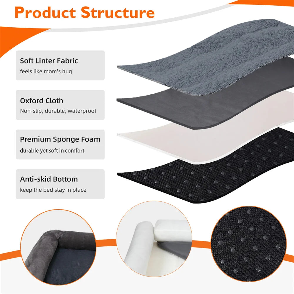 XXL XL Large Calming Dog Bed Orthopedic Memory Foam Sofa Couch Waterproof Removable Cover Plush Mat for Small Medium Large Dogs