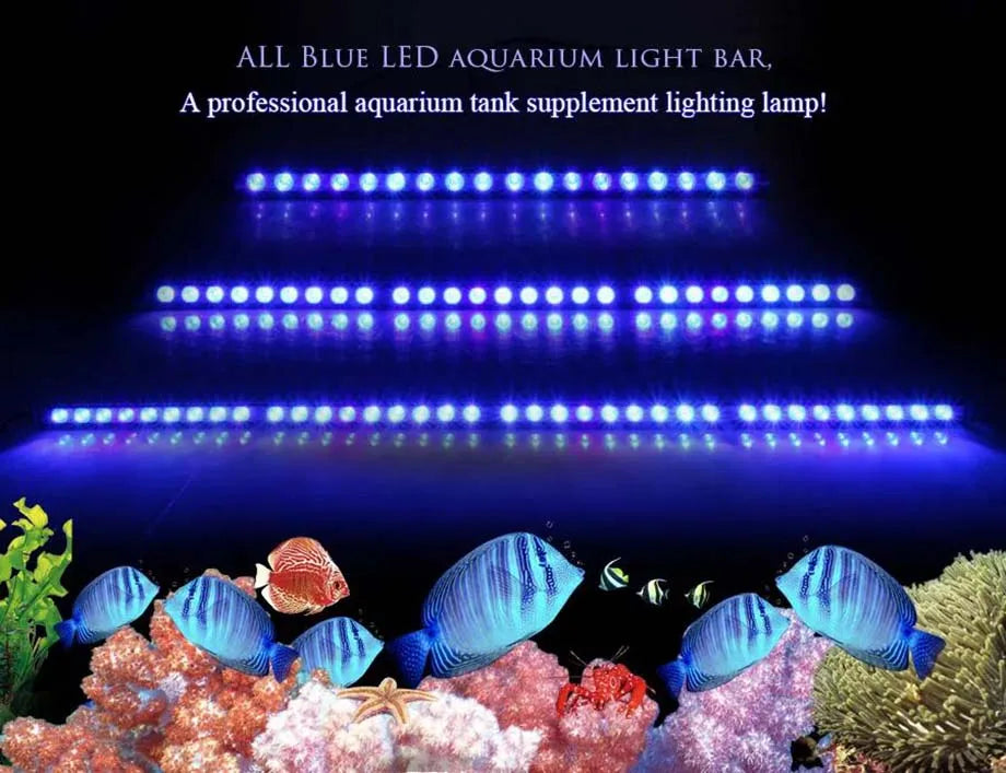 POPULARGROW Dimmable 115CM LED Aquarium Light with All 470nm Blue Spectrum LEDs 108W LED Strip Light for Coral Reef Fish Tank
