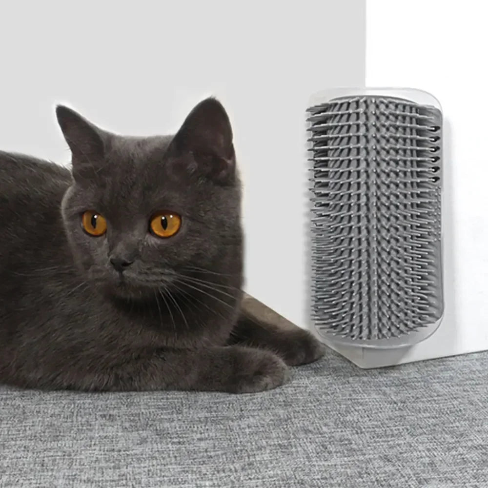 Cat Scratcher Massage Comb - Corner Scratching Brush with Catnip, Pet Deshedding Comb for Hair Removal, Grooming