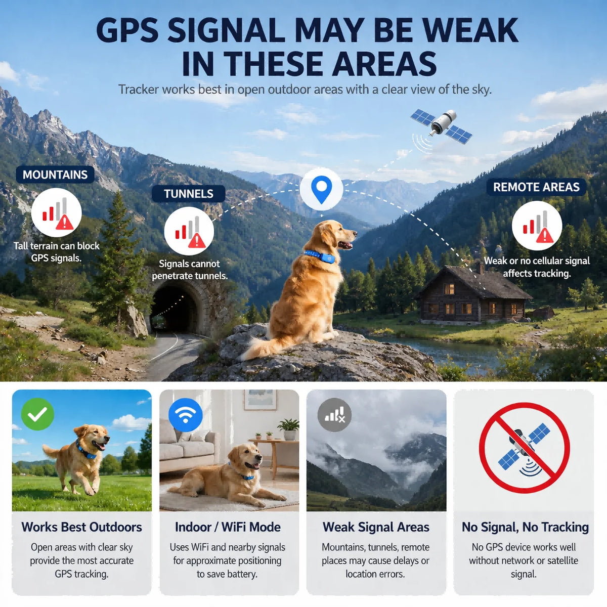 GPS Pet Tracker 4G for Dogs & Cats Built-in SIM with Real-Time Tracking, WiFi Home Positioning, IP67 Waterproof, Plan Required