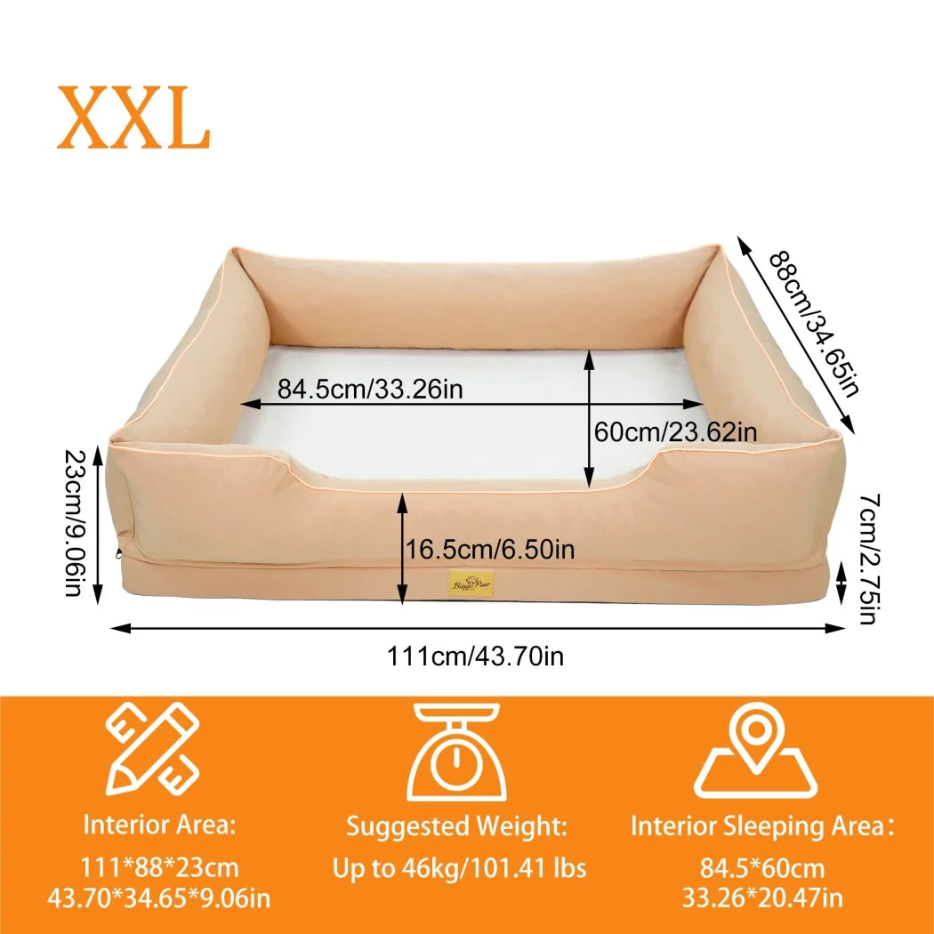 Extra Large Orthopedic Dog Bed Soft Calming Pet Sofa Couch Enhanced Bolster Deep Snuggle Bed