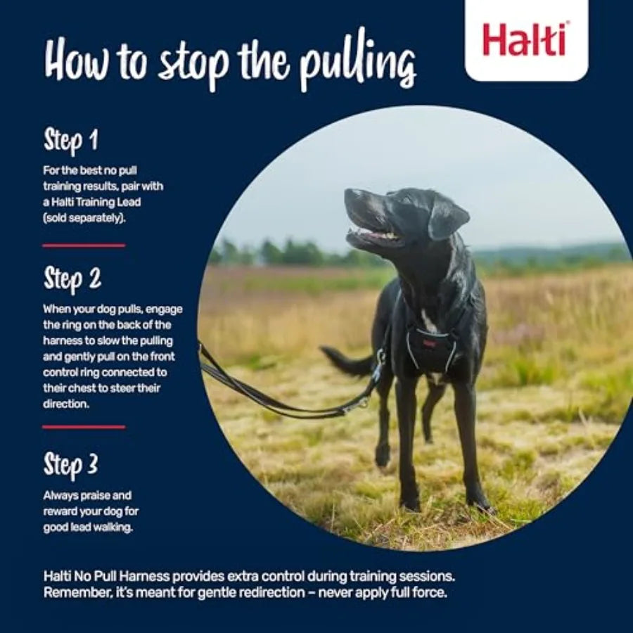 No Pull Dog Harness Size L, Black Stop Your Dog Pulling on the Leash Adjustable, Lightweight, and Easy to Use Dog Training Harn