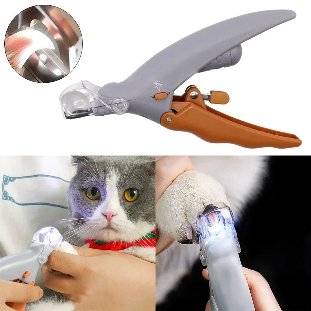 LED Pet Nail Clipper Professional Dog Cat Toe Claw Scissors Nail Trimmer Grooming Safety Stop For Small Animals Pets