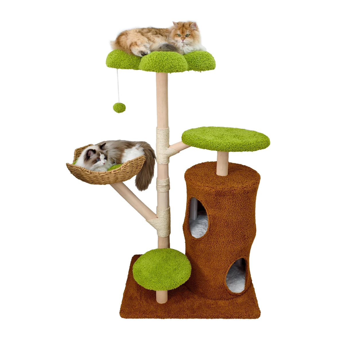 Large Cat Tree Tower Pet Cat Activity Center Scratching Post Cat Condo House Solid Wooden Cat Furniture