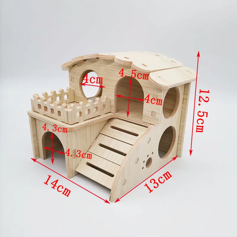 Hamster Solid Wood Shelter Hedgehog Wooden House Golden Bear Wooden Nest Dutch Pig Bedroom Rutin Chicken House Small Pet Supplie