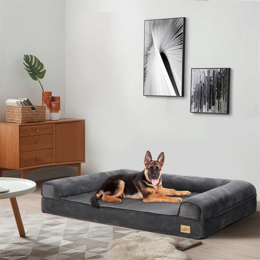 XXL XL Large Calming Dog Bed Orthopedic Memory Foam Sofa Couch Waterproof Removable Cover Plush Mat for Small Medium Large Dogs