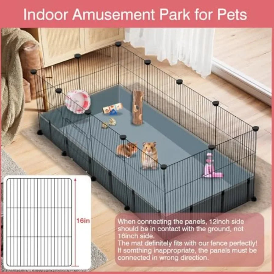 Small Animal Playpen, 48" x 24" x 16" Pet Playpen with Waterproof Mat, CandC Cage for Guinea Pigs, Puppy Play Pen, Bunny Plaype