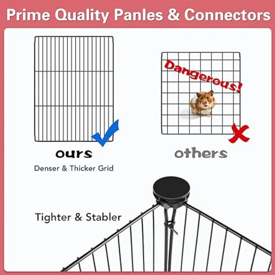 Small Animal Playpen, 48" x 24" x 16" Pet Playpen with Waterproof Mat, CandC Cage for Guinea Pigs, Puppy Play Pen, Bunny Plaype