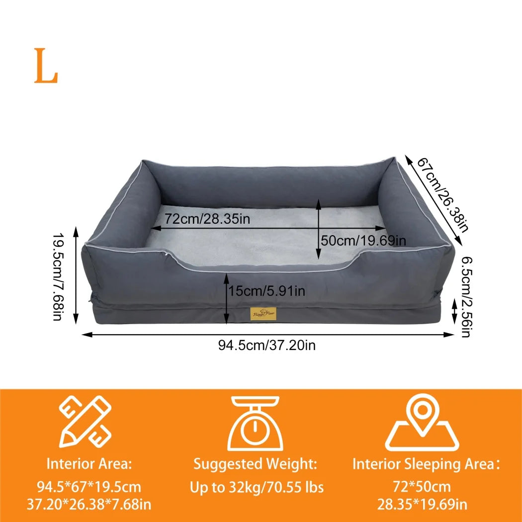 Extra Large Orthopedic Dog Bed Soft Calming Pet Sofa Couch Enhanced Bolster Deep Snuggle Bed
