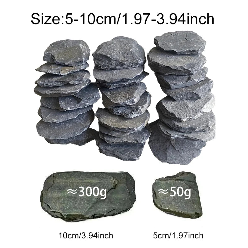 500/1000g Random Size Flat Slate Stone Pieces Aquarium Decor Rocks for Fish Tank Aquascape Landscape Reptile Cage Decoration ZYF