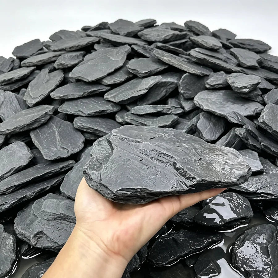 500/1000g Grey Slate Stone Flat Rocks, Irregular Thin Slate Chips, Decorative Stone Slices for Aquarium Landscaping, Garden XJM