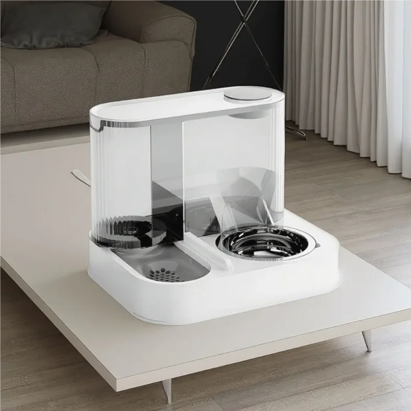 2 in 1 Gravity Pet Feeder Water Fountain Large Capacity Food Water Dispenser Pet Bowl Set for Cats Dogs Puppies Kittens