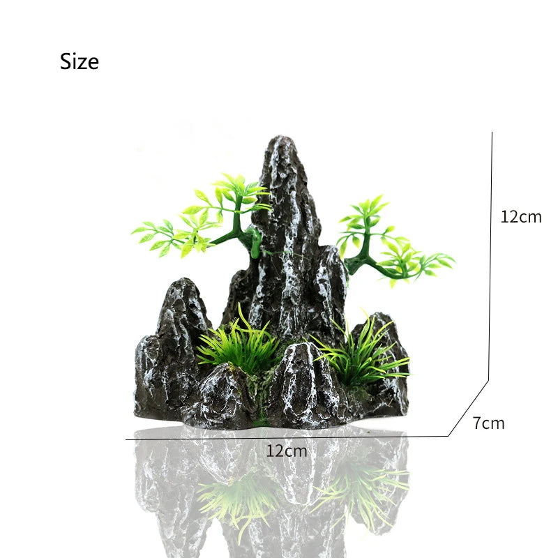 Resin Aquarium Rockery Mountain Decoration Artificial View Rock Cave Stone Tree Fish Tank Ornament Aquarium Decor Home New