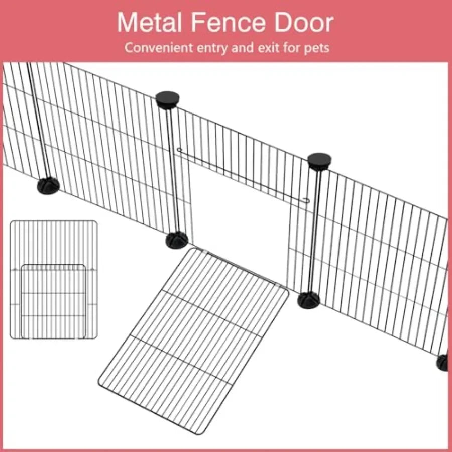 Small Animal Playpen, 48" x 24" x 16" Pet Playpen with Waterproof Mat, CandC Cage for Guinea Pigs, Puppy Play Pen, Bunny Plaype
