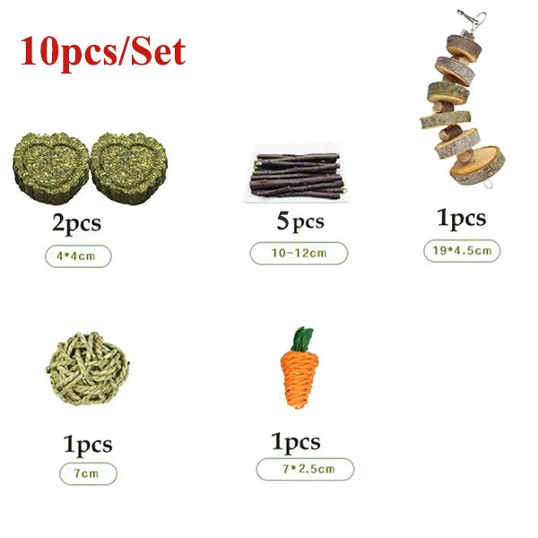 Rabbit Guinea Pig Dragon Cat Chew Toys Tooth Cleaning Toy for Bunny Hamster Tooth Grinding Set Pet Tooth Grinding Snacks