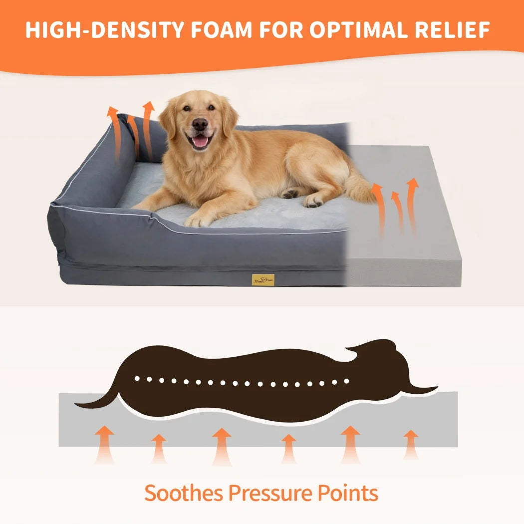 Extra Large Orthopedic Dog Bed Soft Calming Pet Sofa Couch Enhanced Bolster Deep Snuggle Bed