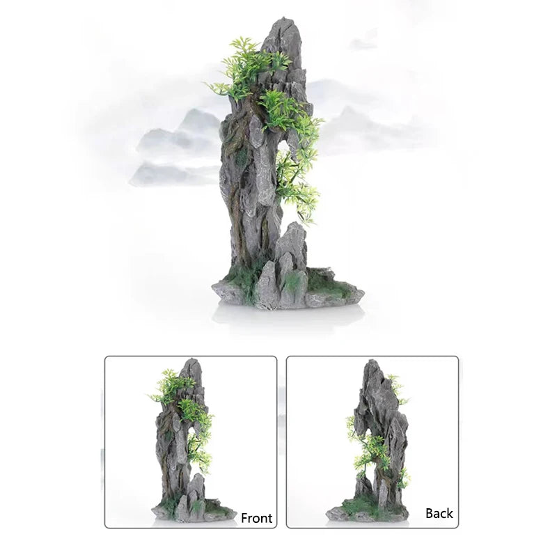 Resin Aquarium Rockery Mountain Decoration Artificial View Rock Cave Stone Tree Fish Tank Ornament Aquarium Decor Home New