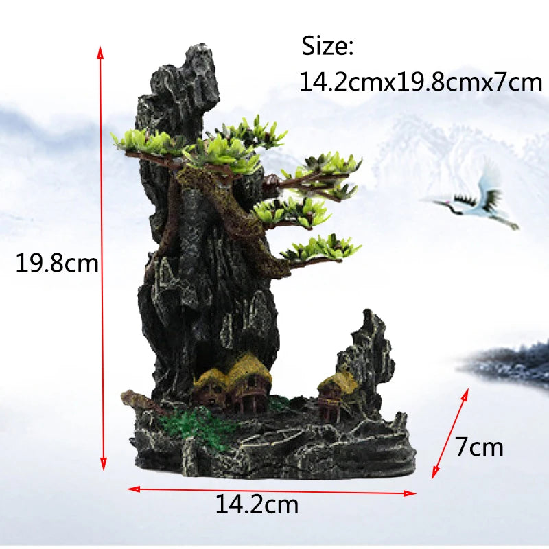 Resin Aquarium Rockery Mountain Decoration Artificial View Rock Cave Stone Tree Fish Tank Ornament Aquarium Decor Home New
